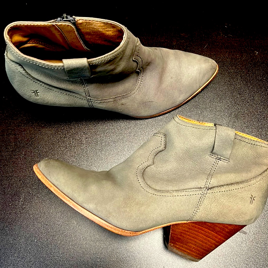 Frye Olive Leather Booties Size 10